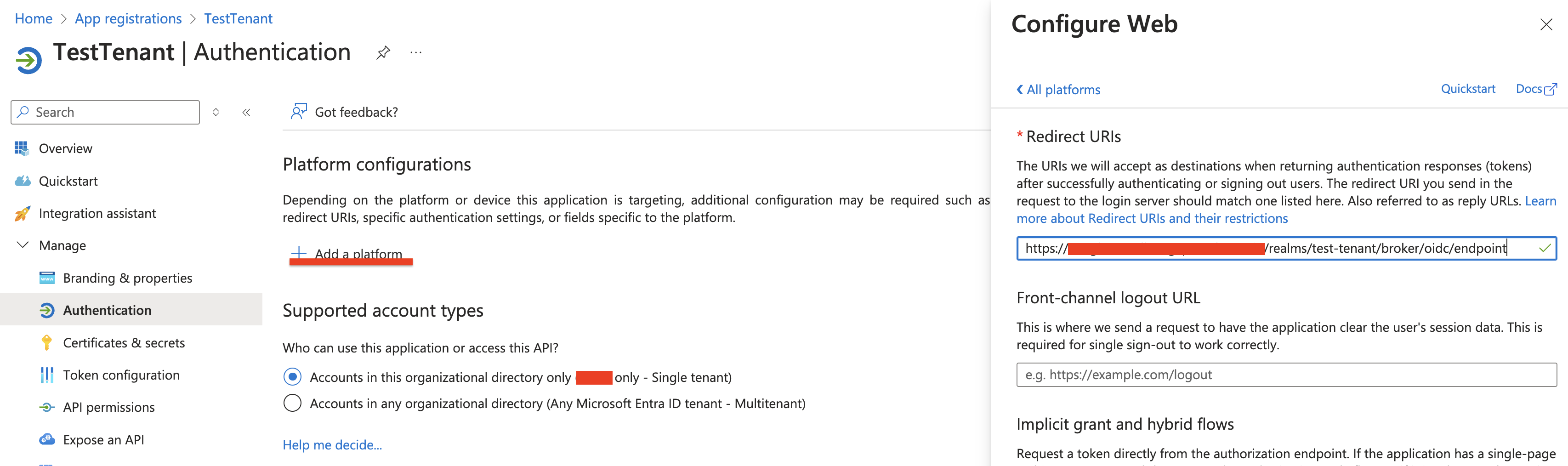 Configuring Redirect URI for Azure App